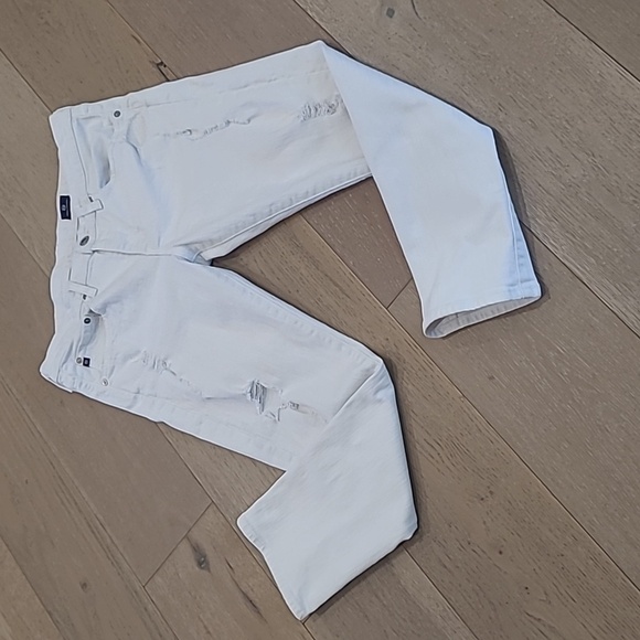 AG Adriana Goldschmied Jeans Women's sz 29R White Mid Rise Distressed Crop Jean - Picture 1 of 10